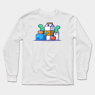 Breakfast Time Cartoon Vector Icon Illustration (2) Long Sleeve T-Shirt